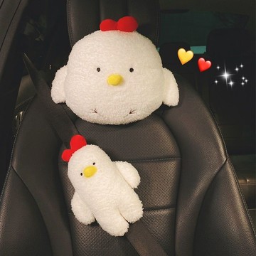 安全帶護套🎀 汽車頭枕護頸枕護肩套可愛潮牌卡通個性創意睡覺座椅枕頭靠枕靠墊