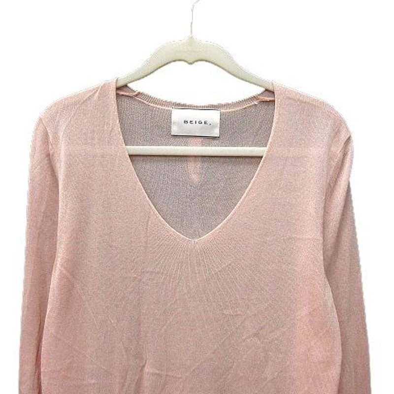 ベイジ BEIGE ニット カットソー Vネック 長袖 バイカラー ラメ 4