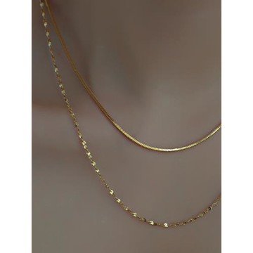 女疊戴鎖骨鏈雙層鈦鋼18K金花瓣