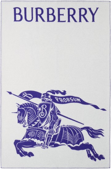 Burberry 海军蓝 & 白色 EKD Label 被毯