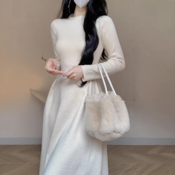 ParrotFashion 針織洋裝 外貿品質針織2024新款洋裝女秋冬韓版氣質收腰過膝長裙內搭裙子