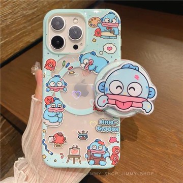 夏日可愛卡通丑魚漢頓適用iPhone16/16promax手機殼光面磁吸殼14/13蘋果14Pro全包殼15Pro/16pro