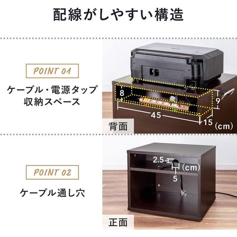 サンワダイレクト プリンター台 キャスター付き A3 幅49×奥行43×高さ