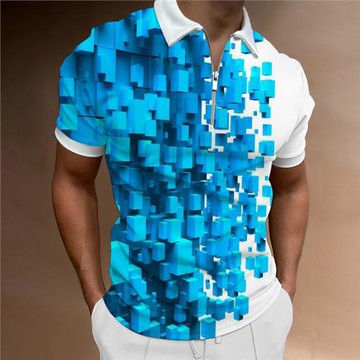 Flip collar slim fitting printed zipper vest修身印花拉鏈背心