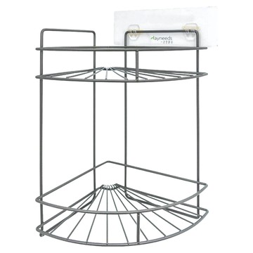 dayneeds 日需百備 一次性無痕透明雙勾搭雙層角落架 掛勾收納 一次性 浴室收納 小物收納  深灰色  1個