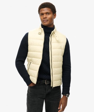 Superdry Men's Lightweight Padded Gilet Beige Size: Xxl