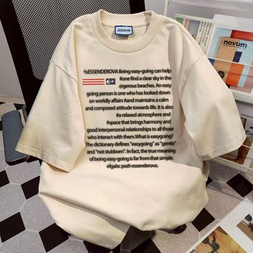 【董小姐】美式復古上衣 字母印花短息 古著上衣 ins 寬鬆短袖 無性別T恤小眾獨特素t 百搭款上衣 情侶短袖 寬鬆上衣