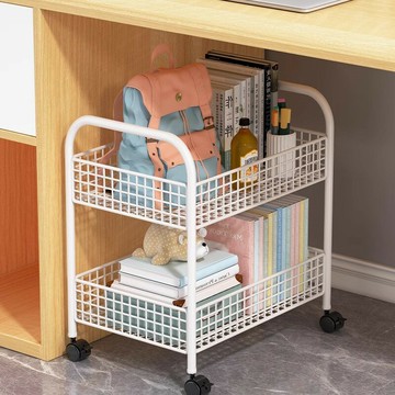 可移動桌邊書包置物架柜筐家用放存放神器帶輪小推車書架收納滑輪ws7251