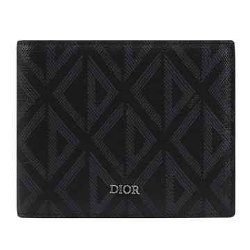 Christian Dior Rider CD Diamond 滿版花紋塗層皮革八卡短夾.黑