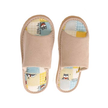 俏皮輕甜室內布拖鞋 舒適加澎泡棉 靜音止滑 台灣製  L  奶茶色  1雙