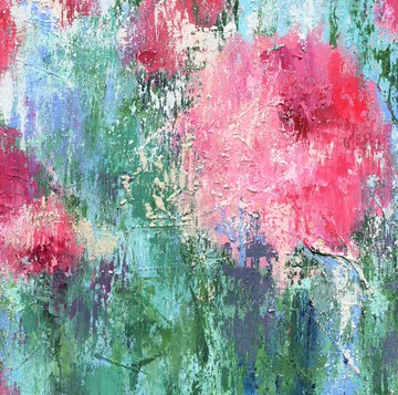 原創畫布油畫 50x80cm 牡丹抽象花卉現代藝術