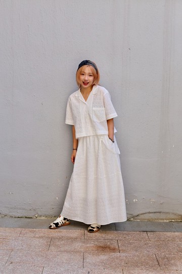 【Pinkoi x miffy】MIFFY 白色刺繡長裙