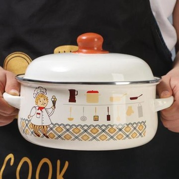 奶鍋小泡面碗廠老式一人食迷你鍋琺瑯雙耳搪瓷鍋加厚火鍋搪瓷湯鍋