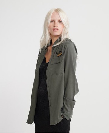 Superdry Women's Women's Harlowe Military Shirt Khaki / Washed Khaki - Size: 10 Size: 6