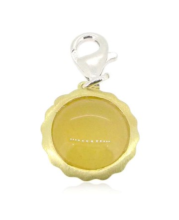 HK030 ~ 925銀米黃玉蛋撻造型掛飾(15mm)