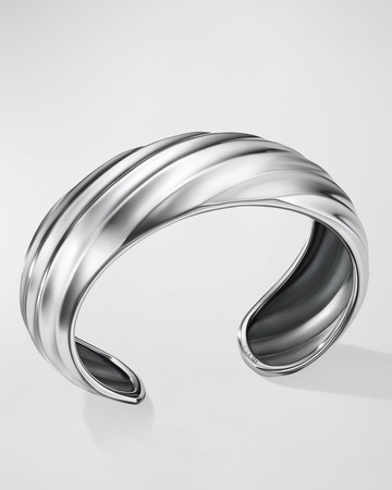 Cable Edge Cuff Bracelet in Silver, 24mm