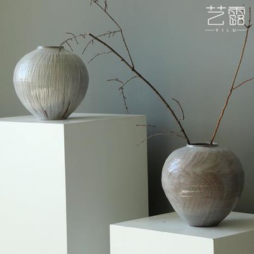 陶瓷花瓶高級感月亮罐別墅輕奢設計樣板房客廳書房擺件北歐侘寂風