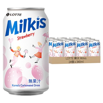 LOTTE 樂天 Milkis 草莓優格風味碳酸飲  340ml  24罐