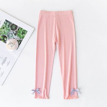 FANMOU - 莫代爾透氣九分內搭褲-立體蝴蝶結-粉色