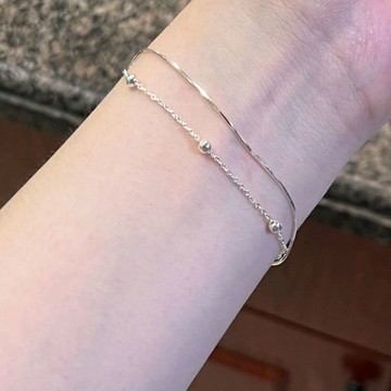 免運🔥小圓珠極細雙層手鍊女輕奢小衆設計感閨蜜冷清精緻簡約冷淡風手飾銀飾 手鍊 可調整手鍊 招財手鍊 轉運手鍊  手鏈