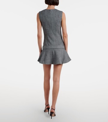 Self-Portrait Herringbone wool-blend minidress