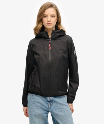 Superdry Women's Hooded Logo Windbreaker Jacket Black Size: 8