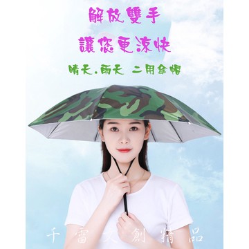 傘帽大號子帽傘斗笠傘帽頭戴式遮陽頭頂垂釣採茶務農頭頂雨傘(台灣現貨)