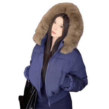 【巴黎精品】現貨+預購 頂級真羽絨外套狐狸毛領90%鴨絨羽絨衣秋冬上衣大碼休閒女裝-連帽韓系短版4色a1mj31