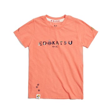 江戶勝 日系 女裝 勝太郎系列 勝太郎印花短袖T恤(亮桔色) #上衣