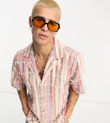 Reclaimed Vintage limited edition stripe shirt with fraying-Multi