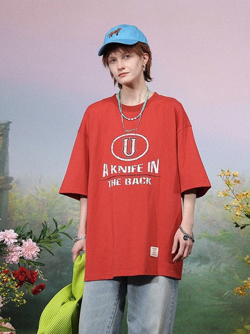 UNVESNO 荊棘 做舊印花情侶短袖T恤日系復古男友風夏裝 SWS-1538