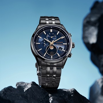 CITIZEN 星辰 代言人廣告款光動能萬年曆月相電波錶/42mm/BY1035-56L