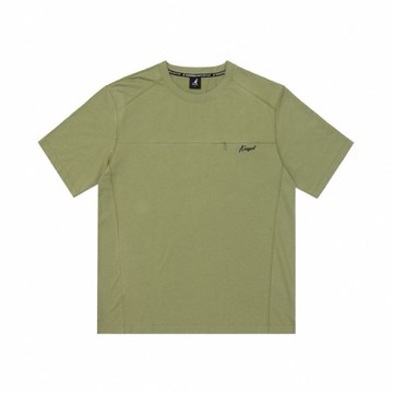 KANGOL 短袖 短T 中性 草綠 草寫LOGO 拉鍊口袋 男 6225100672