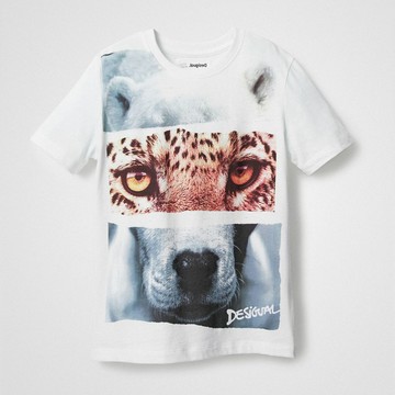Desigual 動物臉拼接短袖T恤