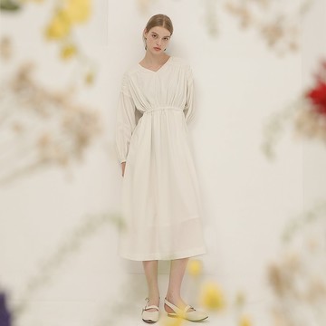 Lilac_丁香細褶洋裝_23AF101_白