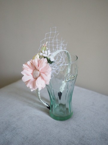 嬰兒女童粉紅雪紡花蕾絲頭箍