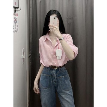 2025秋季新款女裝溫柔洋氣寬松Polo領上衣高級設計感襯衣百搭襯衫