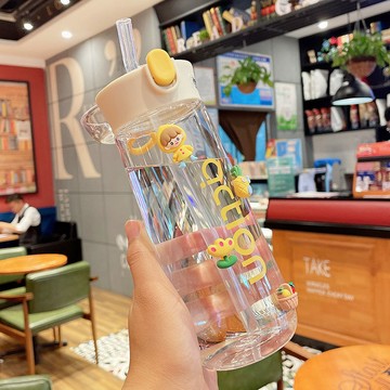 水杯男女學生韓版簡約塑料吸管杯ins網紅隨手杯成人孕婦防摔杯子