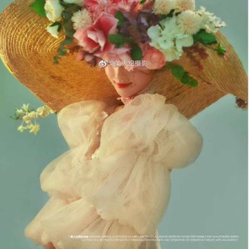 凱蒂新娘婚紗配飾夸張造型網格紗泡泡袖婚紗攝影旅拍新娘造型手袖