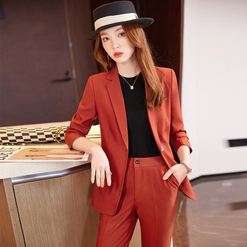 [米蘭精品] 西裝套裝兩件套-商務外套長褲春秋女西服3色74ct3