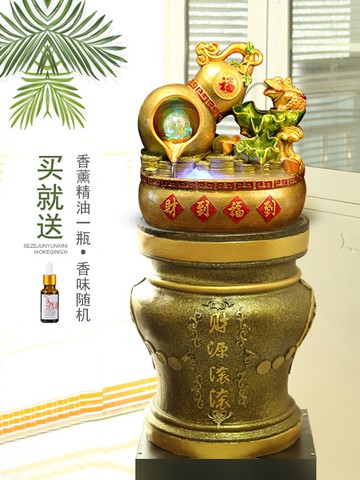 大號金蟾葫蘆流水擺件開業禮物座式金色聚寶盆辦公室別墅酒店吧臺