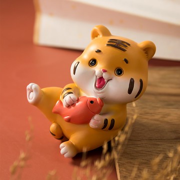 心有萌虎可愛卡通小擺件創意室內辦公室桌面裝飾 汽車中控臺擺件