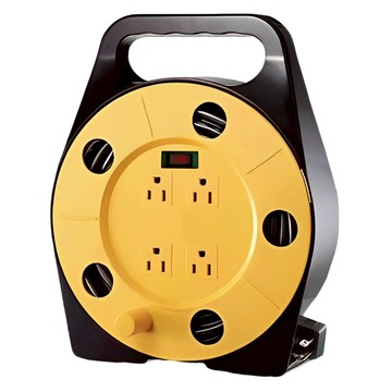 Mayka 明家 安全電源捲線器 3孔4插座輪座 15A 8m  黃色 + 黑色  1個