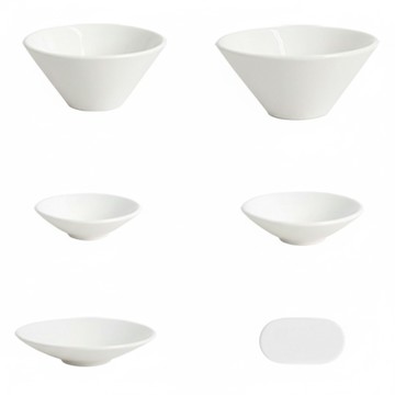 CCLIME 簡約綜合餐具6入組 陶瓷餐具  奶油白色  飯碗*1個+湯碗*1個+9cm小菜盤*1個+12cm小菜盤*1個+13cm小菜盤*1個+匙筷架*1個  1組