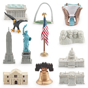 🌈「動物世界」兒童認知仿真自由女神像白宮帝國大廈自由鐘美國建築模型擺件