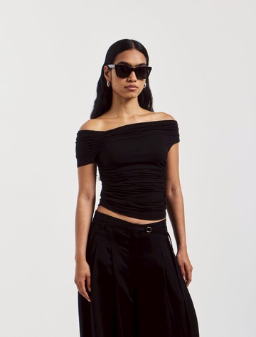 Katie Ruched Top in Black - MicroModal Ninety Percent