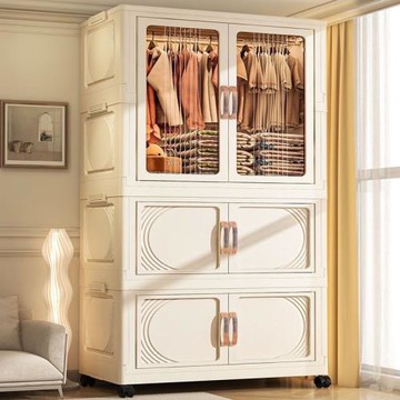 防塵收納衣櫥客廳簡易衣柜家用超大容量落地衣柜收納箱輕奢衣帽間