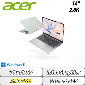 Acer 宏碁 Swift Edge SFE14-I51-53KM 14吋輕薄特仕筆電(U5-325/16GB/4TB SSD/Win11)