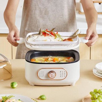 美規110V電蒸鍋家用多功能電火鍋蒸煮一體鍋多層電蒸箱小型蒸汽鍋