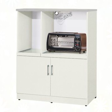 文創集-南亞塑鋼   亞特 南亞塑鋼3尺二開門雙拉盤中高電器櫃/餐櫃/收納櫃-91.4x42.8x112cm免組